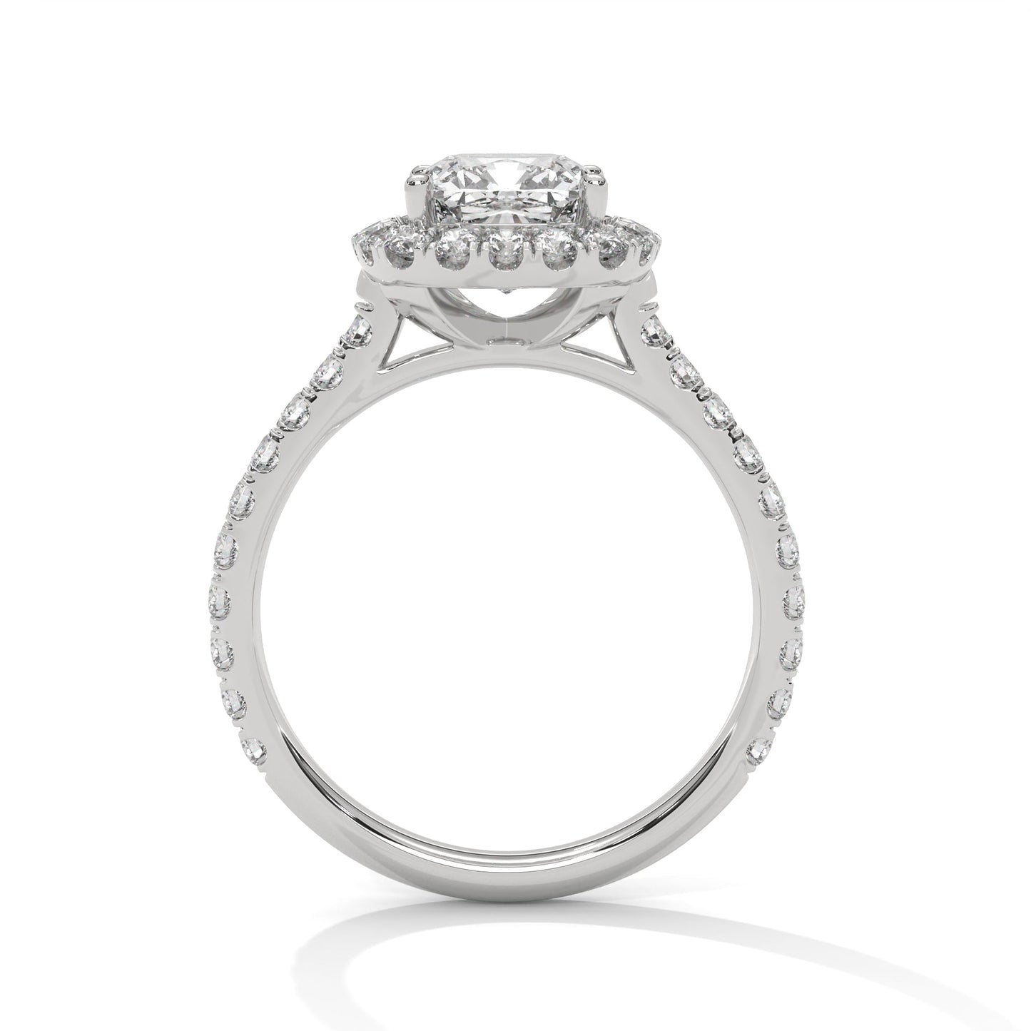 1 Carat Lab-Grown Cushion Cut Diamond Ring in 14K Gold with Halo & IGI Certification