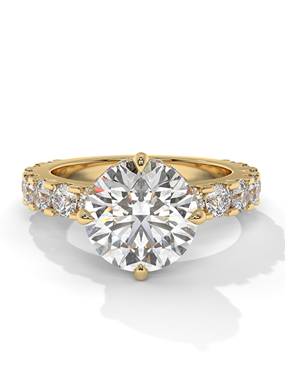 Floral Diamond Open Gold Ring