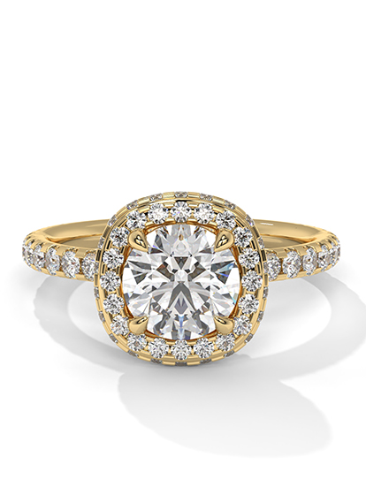 Floral Diamond Open Gold Ring