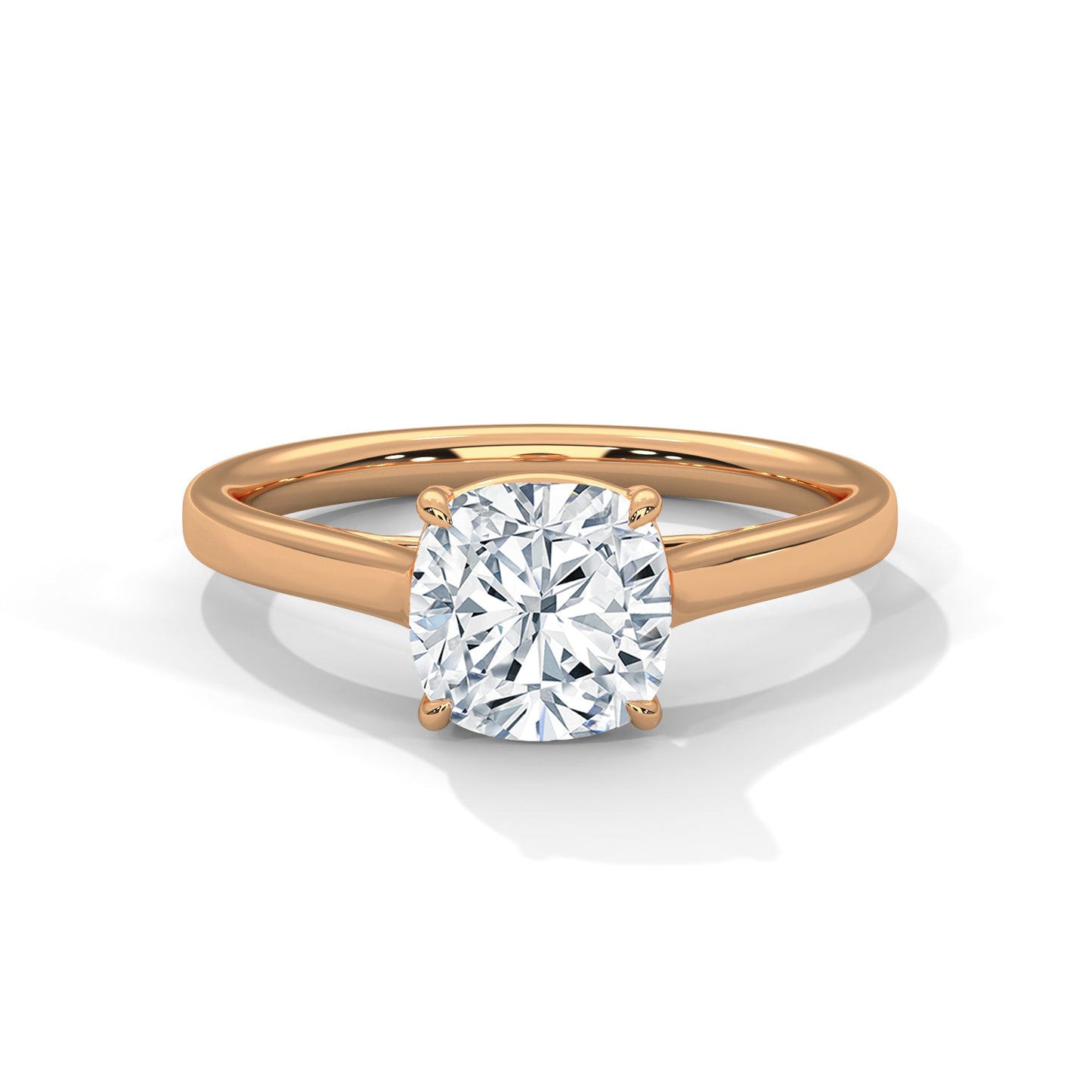 Cushion Cut Diamond Engagement Ring – Solitaire Style with 14k Gold