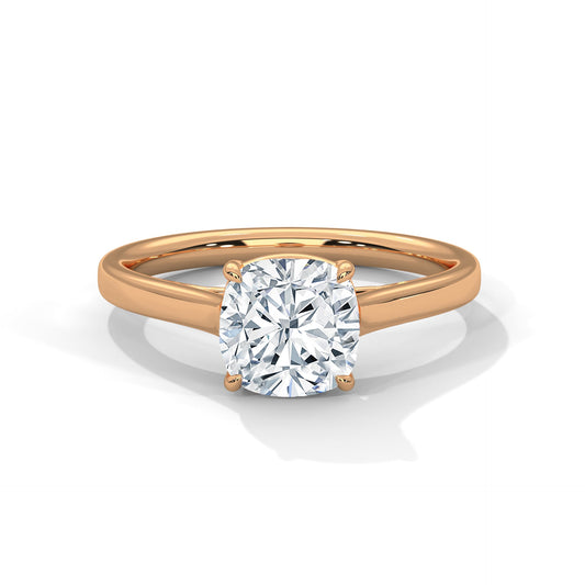 Cushion Cut Diamond Engagement Ring – Solitaire Style with 14k Gold