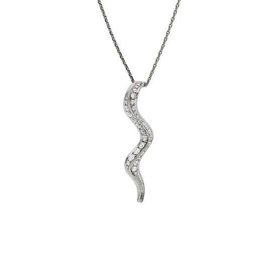 Dainty Serpent Round Natural Diamond White Gold Necklace Set