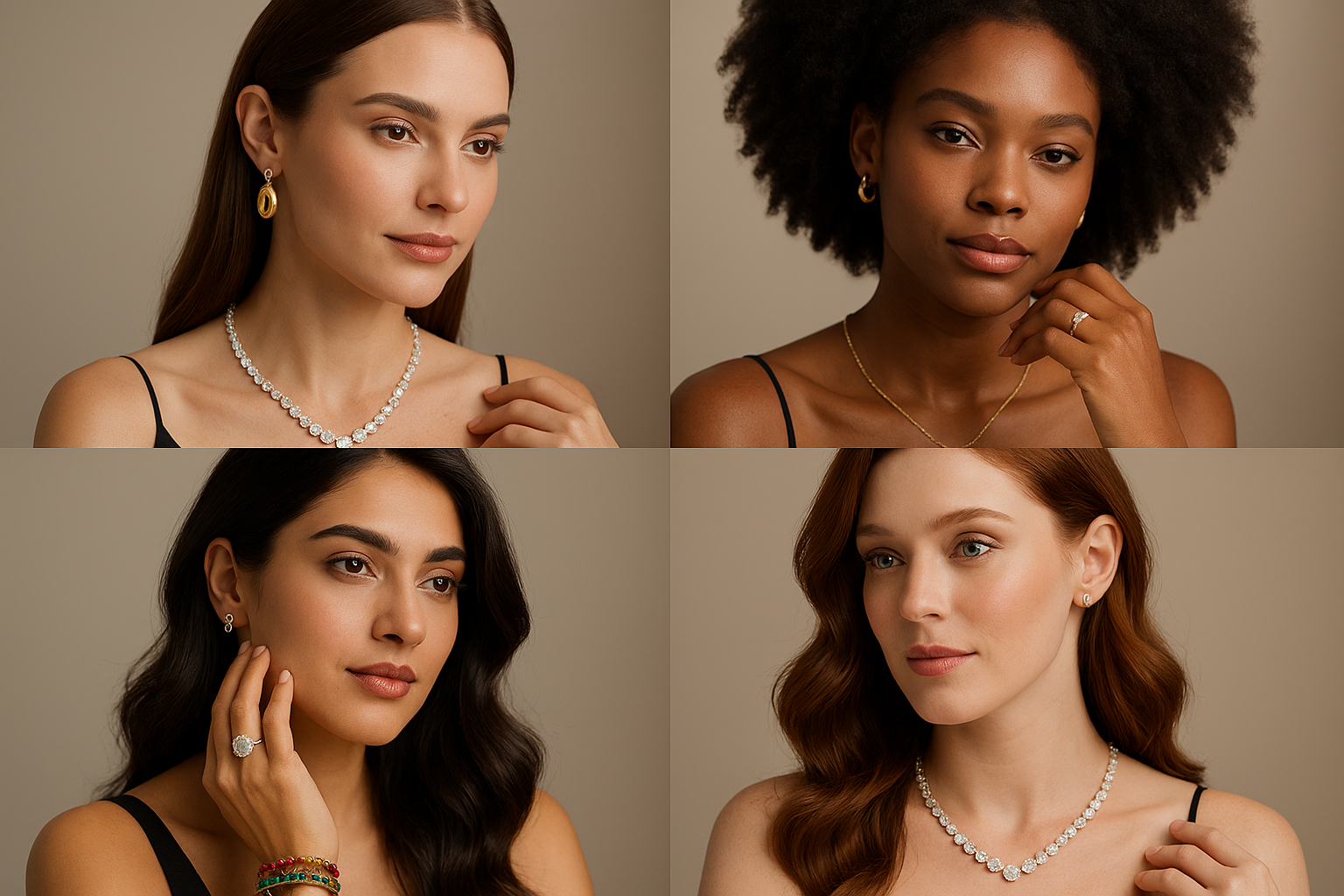 women wearing jewely showcase
